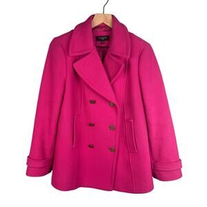 Talbots Pea Coat Women Size 10P Pink Double Breast Cozy Warm Feminine